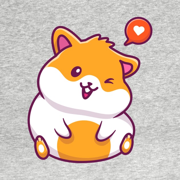 Cute Hamster Sitting With Speech Bubble Love Cartoon by Catalyst Labs